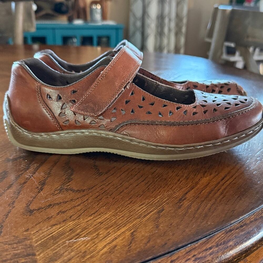Rieker Antistress Leather Celia Mary Jane Shoes Comfort Size 41